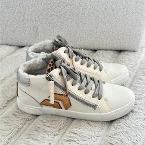 Dolce Vita Cream and Gray High-Top Sneakers